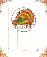 Glitzhome 30"H Thanksgiving Metal "Welcome" Turkey Yard Stake