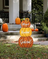 Glitzhome 35.5"H Thanksgiving Metal Stacked Pumpkins Yard Stake