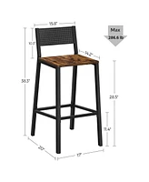 Bar Stools,set Of 2 Bar Chairs,tall Bar Stools With Backrest