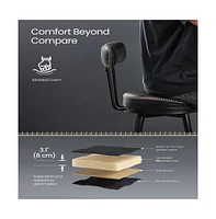 Swivel Counter Stools with Synthetic Leather Backs, Set of 2