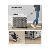 Slickblue Handwoven Laundry Basket With Lid, Wheels