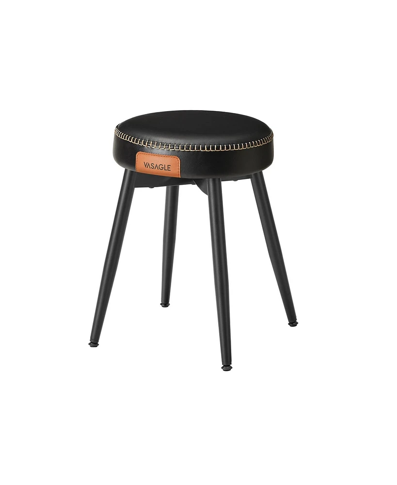 Slickblue Dining Stools, Synthetic Leather with Stitching, Mid-Century Modern