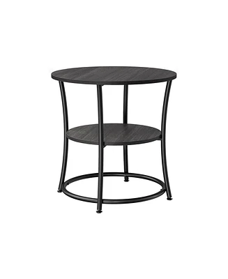 Slickblue Side Table, Round End Table With 2 Shelves, Living Room, Bedroom, Easy Assembly, Steel Frame