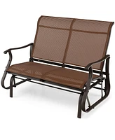 Gymax 2-Person Outdoor Glider Chair Patio Rocking Lounge Chair w/ Breathable Fabric