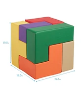 ECR4Kids SoftZone Brainy Building Blocks, Earthtone, 7-Piece