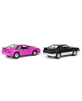 Greenlight Collectibles 1/64 Twin Pack 1988 Ford Mustang Gt Black/Silver & Pink, Lp Diecast