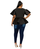 L I V D Plus Siobhan Neoprene Peplum Top