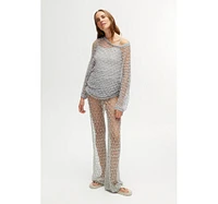 Nocturne Women's Shimmering Threaded Mesh Pants