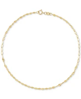 Delicate Solid Oval Link Ankle Bracelet in 14k Gold