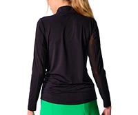 G Lifestyle Clothing Women's Long Sleeve Miock Neck Top Black Large