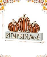 Glitzhome 11.75"L Fall Wooden "Pumpkin Patch" Pumpkins Table Sign