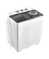 Costway 26lbs Portable Semi-automatic Twin Tub Washing Machine with Drain Pump