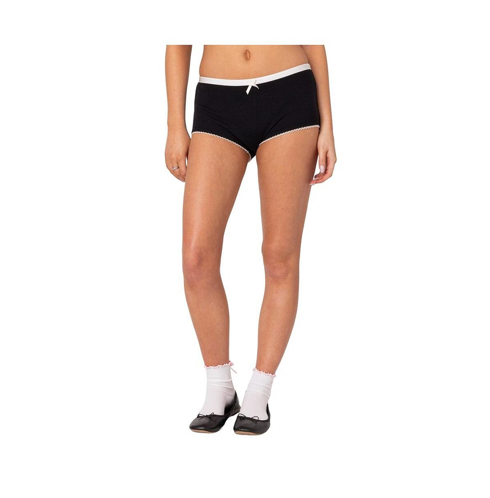 Edikted Women's Mariana Pointelle Micro Shorts