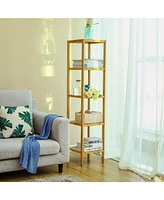 Slickblue 5-Tier Wicker Bathroom Shelf, Standing Kitchen Rack, for Narrow Spaces, Living Room