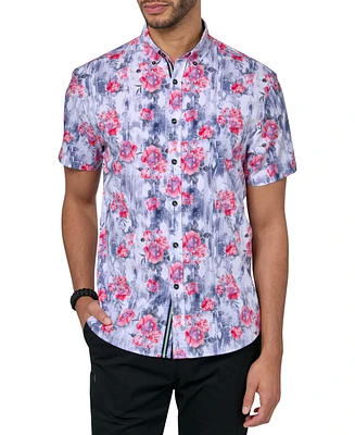 Society of Threads Men's Regular-Fit Non-Iron Performance Stretch Floral Button-Down Shirt