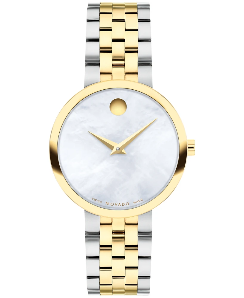 Movado Women's Museum Classic Swiss Quartz Two Tone Stainless Steel and Yellow Physical Vapour Deposition (Pvd) Watch 30mm - Two