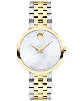 Movado Women's Museum Classic Swiss Quartz Two Tone Stainless Steel and Yellow Physical Vapour Deposition (Pvd) Watch 30mm - Two