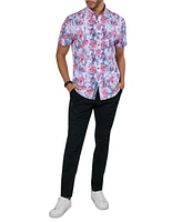 Society of Threads Men's Regular-Fit Non-Iron Performance Stretch Floral Button-Down Shirt