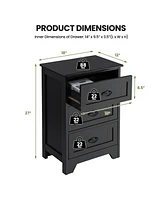 Inolait 3-Drawer End Storage Wood Side Nightstand