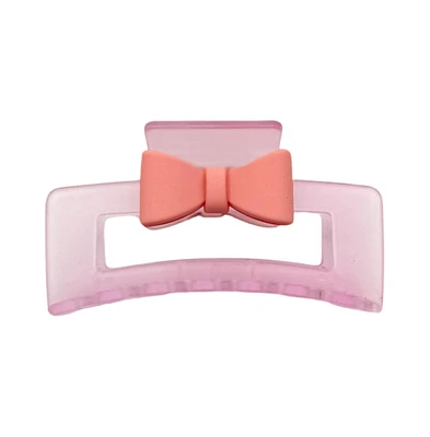 Headbands of Hope Medium Rectangle Clip - Frosted Pink Bow