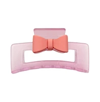 Headbands of Hope Medium Rectangle Clip - Frosted Pink Bow