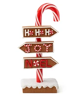 Holiday Lane Christmas Cheer Red and White Candy Cane Sign Tabletop Decor, Created for Macy's