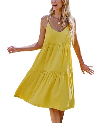 Cupshe Women's Sunshine Yellow Scoop Neck Sleeveless Midi Beach Dress