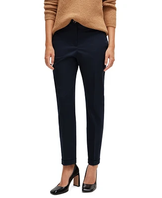 Boss by Hugo Women's Stretch-Cotton Twill Regular-Fit Trousers