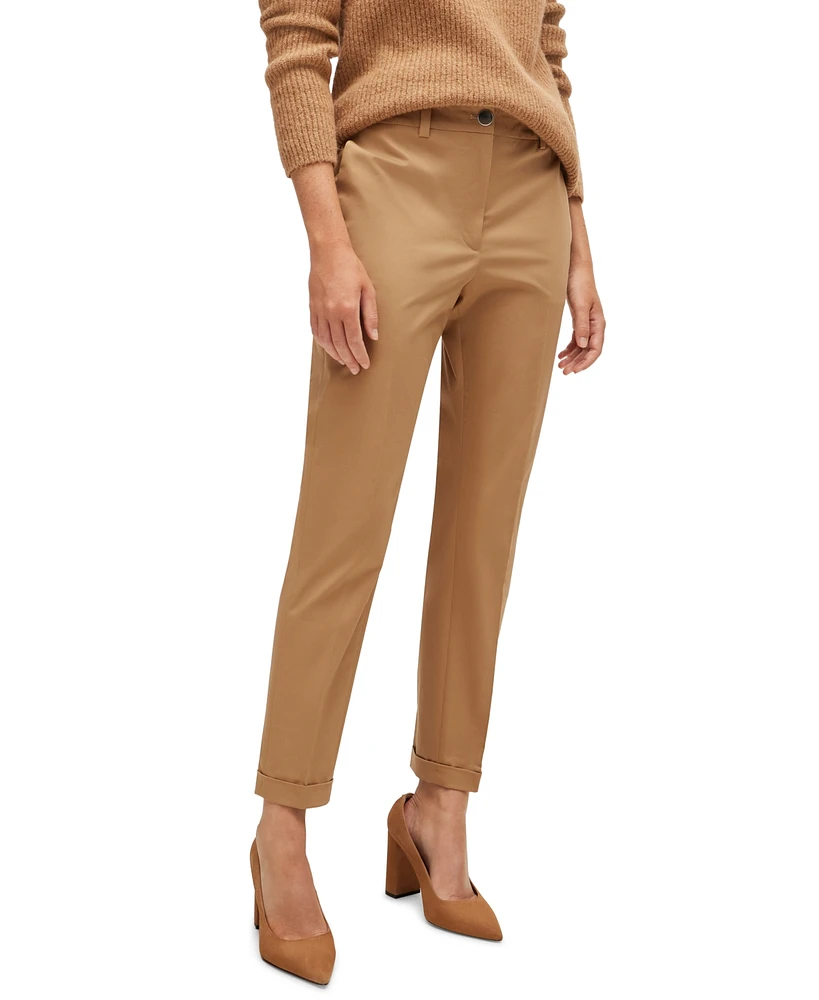 Boss by Hugo Women's Stretch-Cotton Twill Regular-Fit Pants