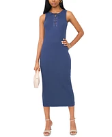 1.state Women's Lace-Up Cotton Bodycon Midi Dress