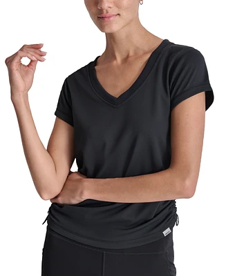 Dkny Sport Women's Tech Textured Ruched-Sides T-Shirt