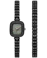 Folio Women's Three Hand Black Alloy Watch 20mm Gift Set