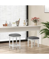 3 Heights Saddle Stool Set of 2 Square Kitchen Island Stool with Footrests