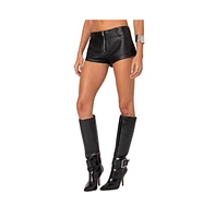 Edikted Women's Zippy Faux Leather Micro Shorts