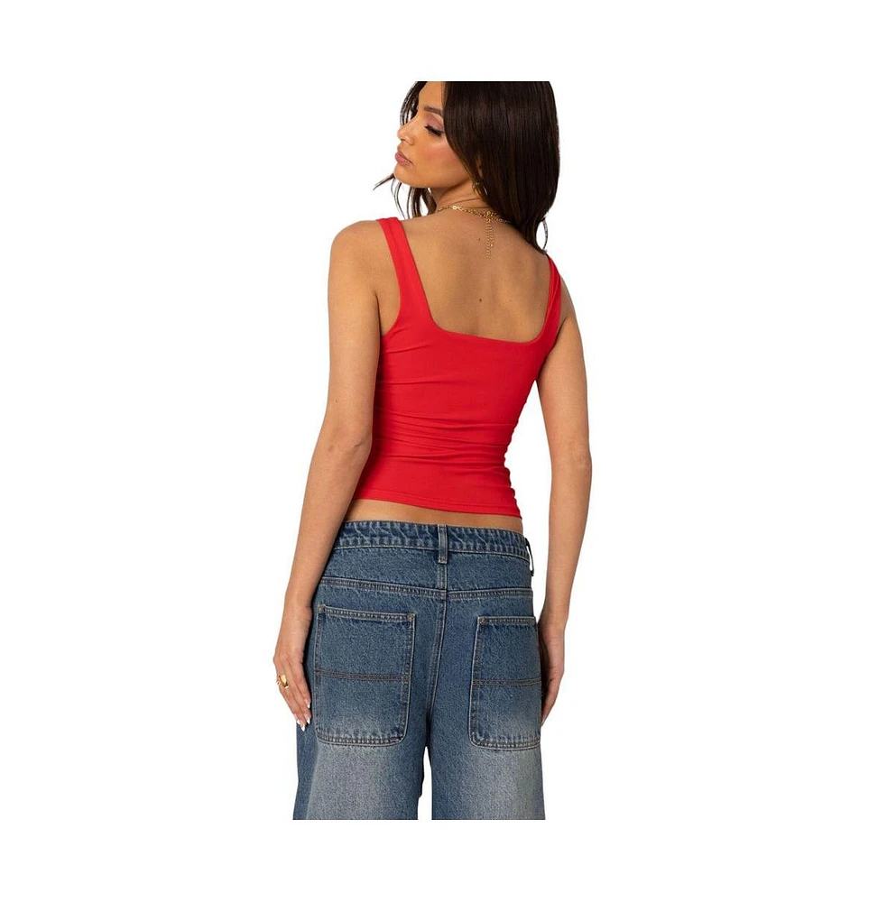 Edikted Women's Rio ruched square neck top