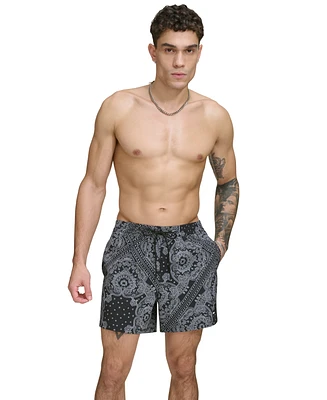 Dkny Men's Core Logo Stretch 5" Volley Shorts