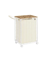 Slickblue Laundry Hamper with Wheels, Lid, and Removable Liner Bag, Basket, Cart