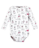 Hudson Baby Girls Cotton Long-Sleeve Bodysuits Dogs -Pack