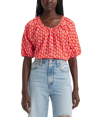 Levi's Women's Leanne Button-Front Puff-Sleeve Top