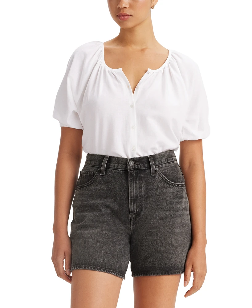 Levi's Women's Leanne Button-Front Puff-Sleeve Top