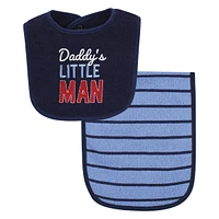 Hudson Baby Baby Boys Cotton Terry Bib and Burp Cloth Set, Daddys Man, One