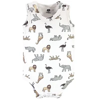 Hudson Baby Boys Cotton Sleeveless Bodysuits 5pk, Wild Safari, 18-24 Months