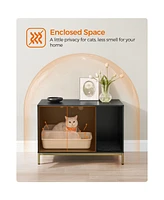 Slickblue Litter Box Enclosure, Modern Cat Litter Box Furniture Hidden, With Scratching Mat