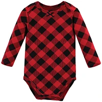 Hudson Baby Girls Cotton Long-Sleeve Bodysuits, Christmas gift 3-Pack - 3