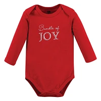 Hudson Baby Unisex Cotton Long-Sleeve Bodysuits, Christmas Scene, 3-Pack