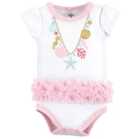 Little Treasure Baby Girls Cotton Bodysuits 3pk, Sea Shells, 18-24 Months