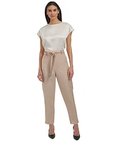 Calvin Klein Women's Linen-Blend Tie Waist Pants