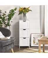 Slickblue Bathroom Cabinet Floor Cabinet, Free-standing Storage Cabinet With 3 Drawers, Matte White