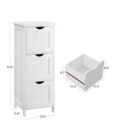 Slickblue Bathroom Cabinet Floor Cabinet, Free-standing Storage Cabinet With 3 Drawers, Matte White