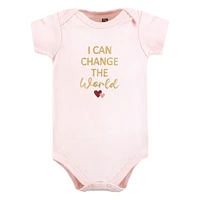 Hudson Baby Girls Cotton Bodysuits World, 9-12 Months